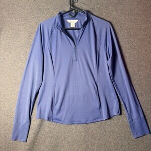 Tommy Bahama Golf Womens Blue Honeycomb Textured Quarter Zip Pullover Large‎ L